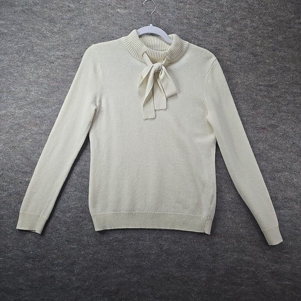 Vineyard Vines Viscose/Lambswool/Cashmere Blend Sweater Tie Womens Sz M Ivory